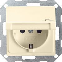 Gira stopcontact met randaarde en klapdeksel creme glanzend 445401