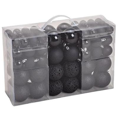 Kerstballen - zwart - 100x ST - 3-4-6 cm - kunststof - mix - glans/mat/glitter