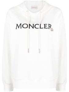 Moncler logo-embroidered cotton hoodie - Blanc