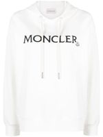 Moncler logo-embroidered cotton hoodie - Blanc - thumbnail