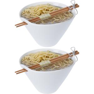 Ramen bowl - 2x - inclusief chopsticks - porselein - noodle kom set