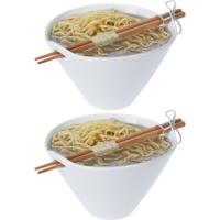 Ramen bowl - 2x - inclusief chopsticks - porselein - noodle kom set