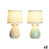 Bureaulamp DKD Home Decor Stof Polyester Groen Crème Keramiek 220 V 40 W (2 Stuks) (16 x 16 x 27 cm)