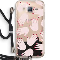 Hands pink: Samsung Galaxy J3 (2016) Transparant Hoesje met koord