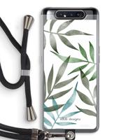 Tropical watercolor leaves: Samsung Galaxy A80 Transparant Hoesje met koord - thumbnail