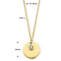 Ketting Graveerplaatje Geboortesteen Maart geelgoud-zirconia blauw 45-49 cm