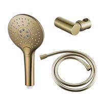 Fortifura Calvi Handdoucheset - Ø12 - rond - 3 straalsoorten - met houder - met gladde slang - 150cm - Geborsteld Messing PVD (Goud) SW799449/SW720567/SW728176