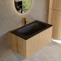 Badmeubel Mondiaz Kurve | 80 cm | Meubelkleur Oak | Wastafelkleur Urban | Midden spoelbak | 1 kraangat