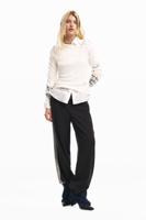 Rechte broek van twee materialen - BLACK - M