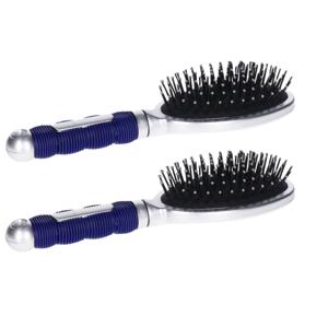 Haarborstel Hairmaster - 2x - zilver met blauw handvat - 23 x 6 cm - kunststof - heren/dames/kindere