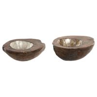 Valet Tray Home ESPRIT Wit Beige 22 x 18 x 8 cm (2 Stuks)