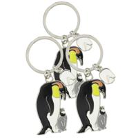 Nature Planet dieren sleutelhanger - 6x stuks - pinguin - metaal - 5 cm - dieren cadeau artikelen