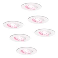 Set van 6 Pittsburg Smart inbouwspots - 5,5 Watt 345 Lumen - Wifi + Bluetooth - RGBWW - GU10 - Google Home, Amazon Alexa en Siri - IP20 voor binnen - Wit - Kantelbaar