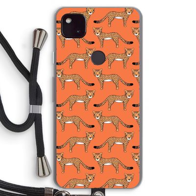 Cheetah: Pixel 4a 5G Transparant Hoesje met koord