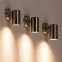 Set van 3 Mason - LED Wandlampen - 4 Watt 345 lumen - 2700K Warm wit - GU10 - Dimbaar - IP44 waterdicht - Industriële wandlamp - Voor binnen en buiten - RVS