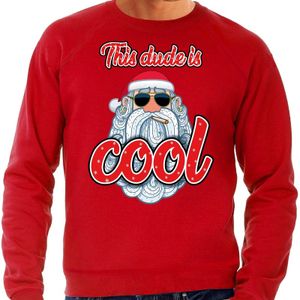 Foute kerstborrel trui / kersttrui this dude is cool / stoere santa rood voor heren 2XL (56)  -