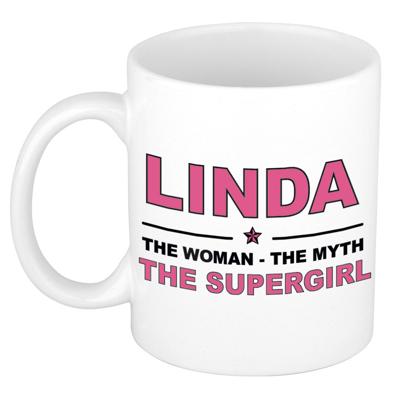 Linda cadeau mok - Woman Myth Supergirl - naam koffiemok - 300 ml - collega - moederdag