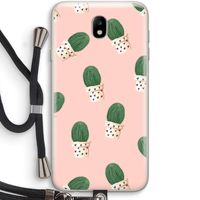 Cactusprint roze: Samsung Galaxy J7 (2017) Transparant Hoesje met koord