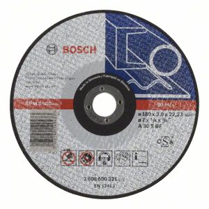 Bosch Accessoires Doorslijpschijf recht Expert for Metal A 30 S BF, 180 mm, 22,23 mm, 3,0 mm - 1 stuks - 2608600321