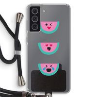 Smiley watermeloen: Samsung Galaxy S21 FE Transparant Hoesje met koord