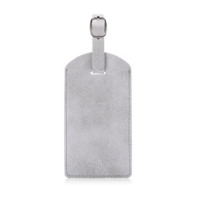Koeienhuid textuur PU Bagage label Travel Bag Identification tag (grijs)