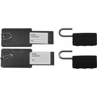 Benson Kofferlabel - 4x stuks - bagagelabel incl. hangslot - zwart - cijferslot