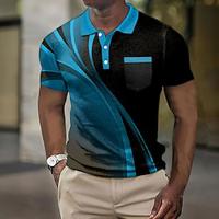 Grafische prints Geometrie Casual Voor heren POLO Shirt Wafel poloshirt Korte mouw Uitgaan Zomer Lente Afdrukken Strijkijzer Geel blauw Paars Lightinthebox