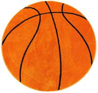 Karpet24 Rond Vloerkleed - Basketbal Design voor de Kinderkamer | Oranje/Zwart-Ø 160 cm