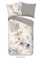 Descanso Dekbedovertrek "bladeren" - Zand - (135x200 cm) - Biologisch Katoen satijn