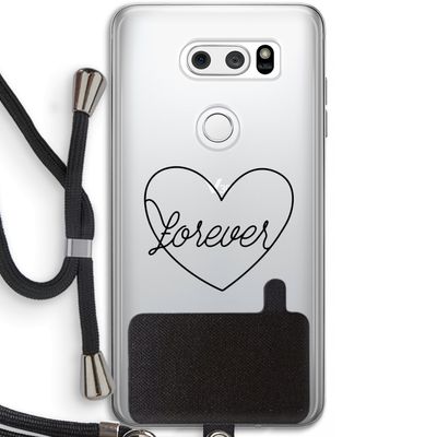 Forever heart black: LG V30 Transparant Hoesje met koord
