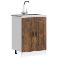Spoelbakonderkast Kalmar 60x46x81,5cm bewerkt hout gerookteiken