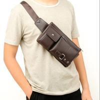 Universele buiten mannen schouder tassen Retro mannen taille boodschapperszak grootte: S (24 5 cm x 13 cm x 1 cm) (bruin)