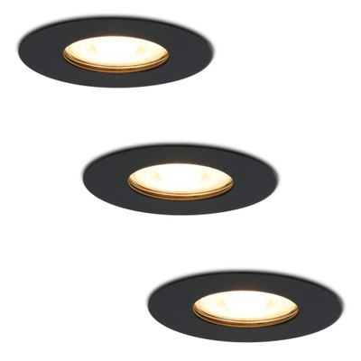 Hofronic Set van 3 dimbare LED inbouwspots Bari zwart GU10 4,5 Watt 2700K IP65 spuitwaterdicht