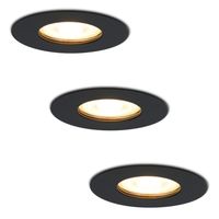 Set van 3 dimbare LED inbouwspots Bari zwart GU10 4,5 Watt 2700K IP65 spuitwaterdicht