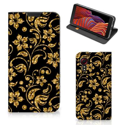 Samsung Galaxy Xcover 5 Smart Cover Gouden Bloemen Samsung Galaxy Xcover 5 Smart Cover Gouden Bloemen
