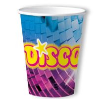 Disco feest wegwerp bekertjes - 10x - 250 ml - karton - jaren 80/disco themafeest - thumbnail