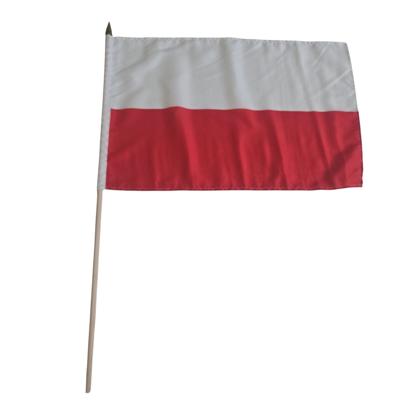 Luxe zwaaivlag Polen - 30 x 45 cm - op stok - landen versiering - handvlaggen - supporters