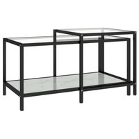 The Living Store Salontafel Set - Industriële stijl - Gehard glas en gepoedercoat staal - Wit - 90x45x45 cm - 50x50x50