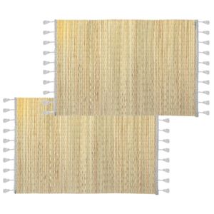 Set van 4x stuks placemats met franjes grijs bamboe 45 x 30