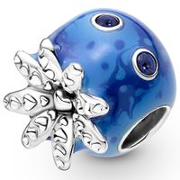 Pandora 791698C01 Bedel Ocean Bubbles-Waves Octopus zilver-kristal-emaille blauw - thumbnail