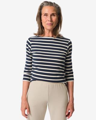 HEMA Dames T-shirt Cara Strepen Blauw (blauw)