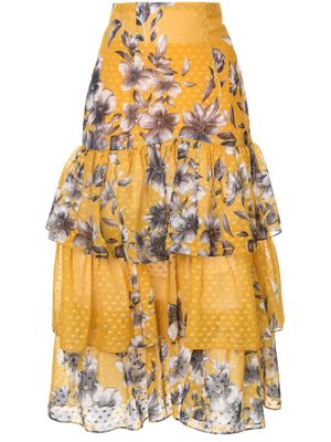 Bambah jupe volantée à fleurs - Jaune