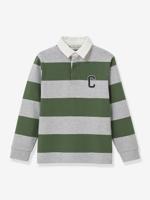 Geruite rugby polo voor jongens van biologisch katoen CYRILLUS groen