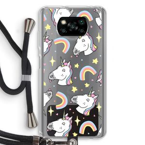 Rainbow Unicorn: Xiaomi Poco X3 Pro Transparant Hoesje met koord