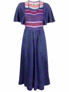 Kansai Yamamoto Pre-Owned robe mi-longue en maille intarsia (années 1980) - Bleu