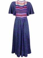 Kansai Yamamoto Pre-Owned robe mi-longue en maille intarsia (années 1980) - Bleu - thumbnail