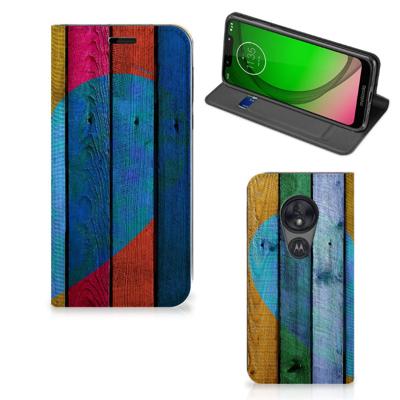 Motorola Moto G7 Play Book | Wallet Case | Wood Heart - Cadeau voor je Vriend