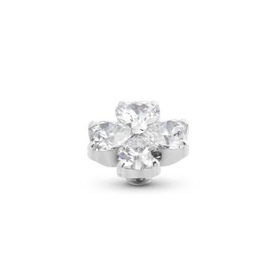 Melano Twisted Heart Clover Steentje Crystal | Zilver