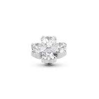 Melano Twisted Heart Clover Steentje Crystal | Zilver