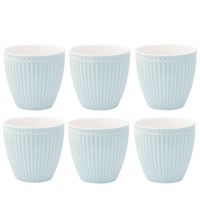 Set van 6x Stuks Beker (latte cup) GreenGate Alice lichtblauw 300 ml - Ø 10 cm